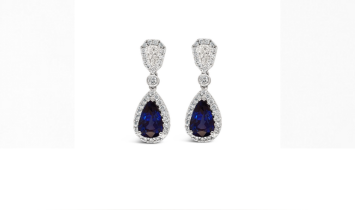 Aretes topos Bauer oro blanco 18K, zafiros y diamantes (12092278)