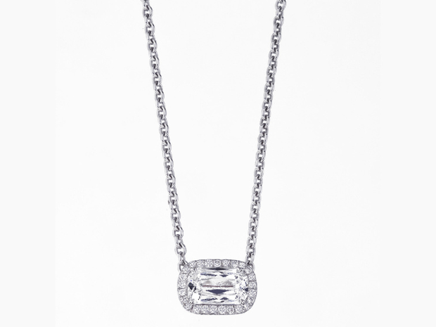 Collar Ashoka con pendiente horizontal platino y diamantes (12521194)
